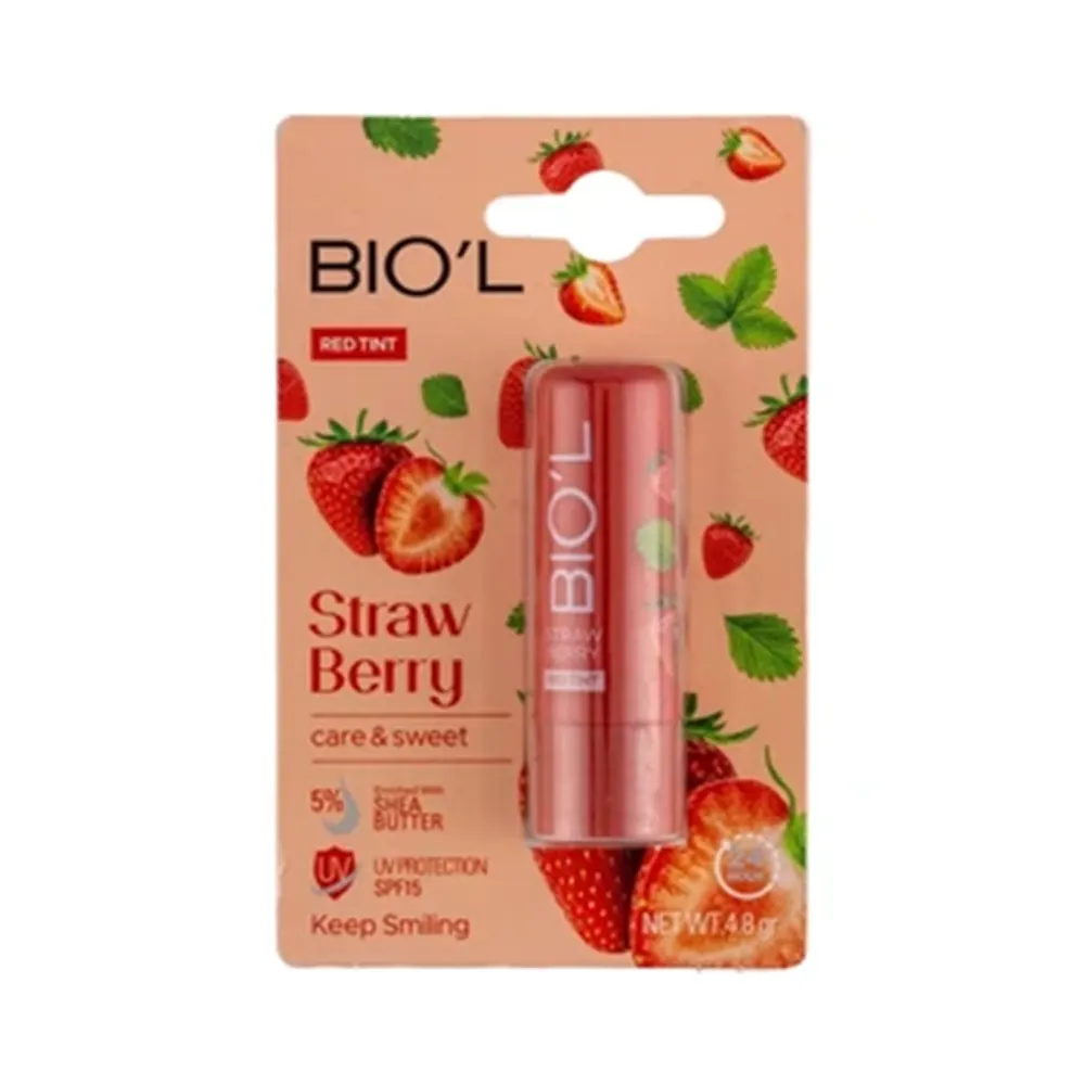 بالم لب توت فرنگي - Care &amp  Sweet رنگی بیول مدل Straw Berry با SPF15 وزن 4 گرم