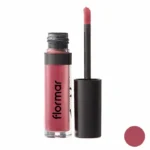 پوکه شفاف رژ لب مایع فلورمار شماره ۰۰۵ رنگ صورتی گوشتی مدل سیلک مات با اپلیکاتور و سواچ دایره‌ای