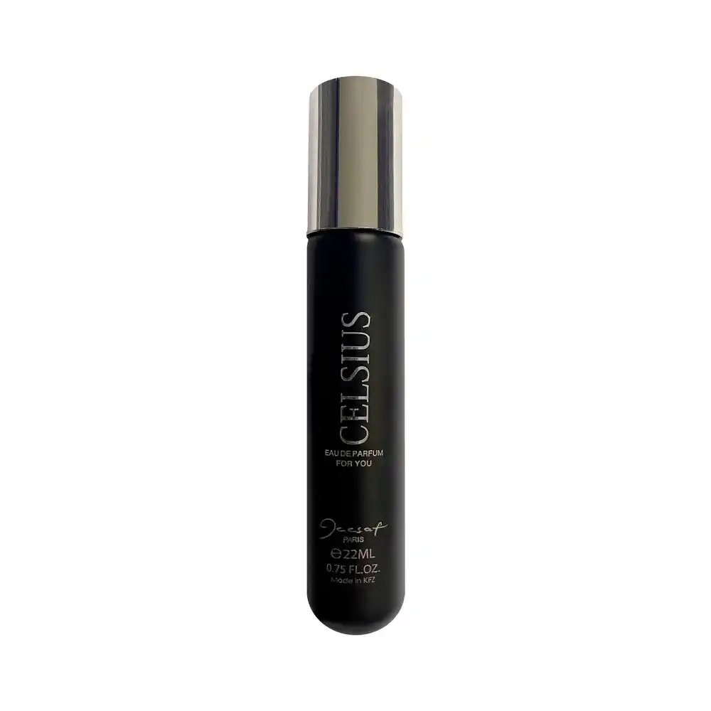 عطر جیبی مردانه ژک ساف مدل Celsius با حجم 22 میلی‌لیتر، رایحه شیرین چوب و مرکبات، ماندگاری تا 24 ساعت، طبع گرم و مناسب برای آقایان